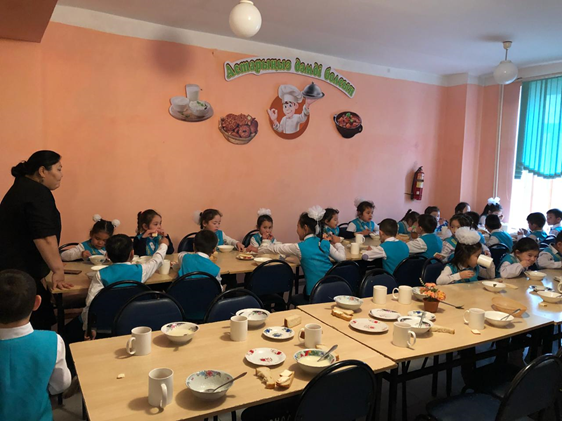 1 сынып оқушыларының ыстық тамақ ішу сәтінен