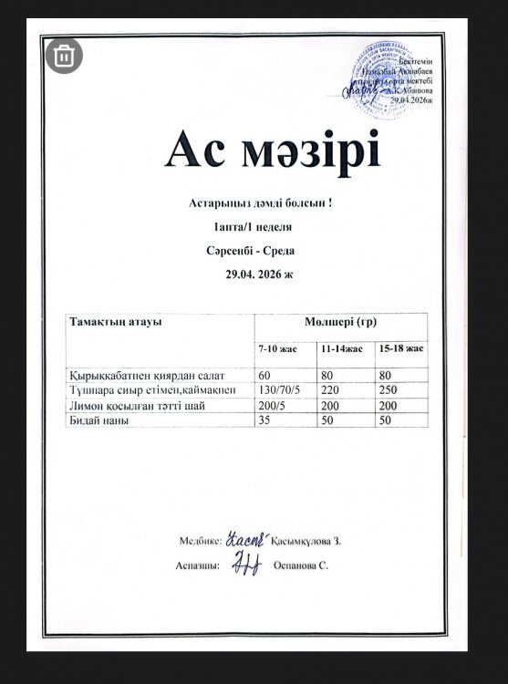 Ас мәзірі