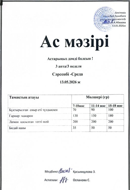 Ас мәзірі