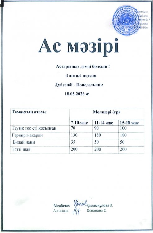 Ас мәзірі